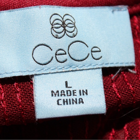 CeCe Sequin Women’s Large Shirt Burgundy Sparkle Holiday - Picture 2 of 3